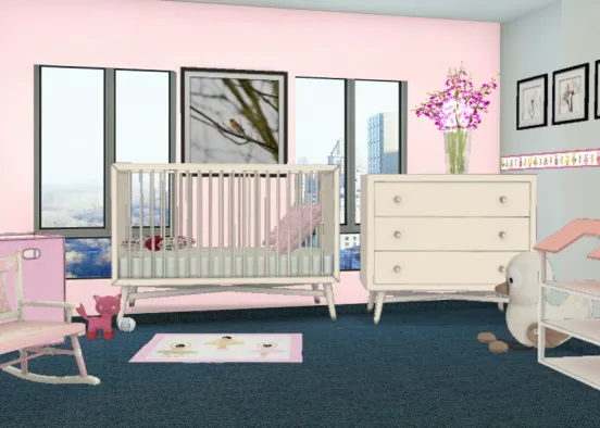 Baby Girls Room Design Rendering