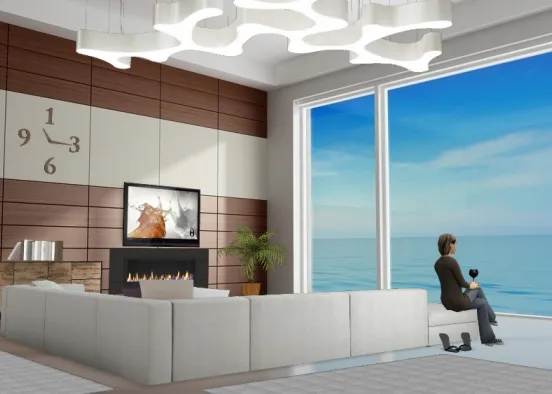 LIVING ROOM (VIEW IN THE SEA)  Design Rendering