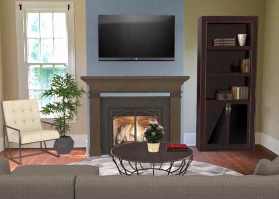 Family Room with Fireplace Design Rendering