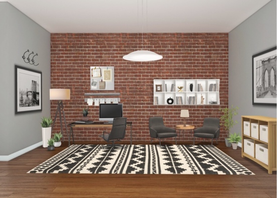 Trendy office space Design Rendering