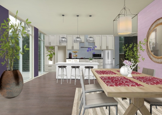 Open Floor Plan Kitchen/Dining Space Design Rendering