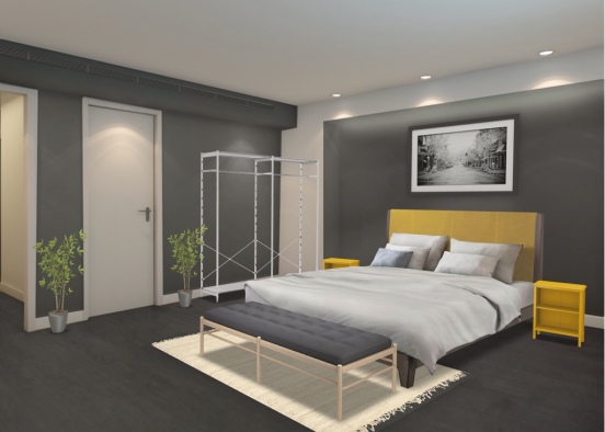 Dream Yellow Bedroom Design Rendering