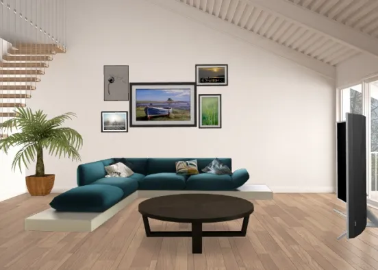 Living room/sunlight/ bright theme Design Rendering