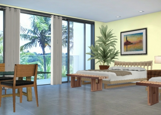 Hawaiian hotel room Design Rendering