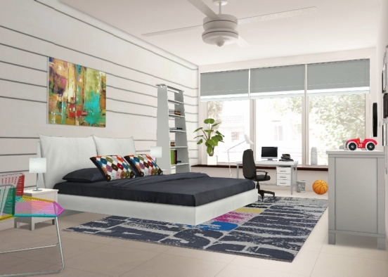 Colourful bedroom  Design Rendering