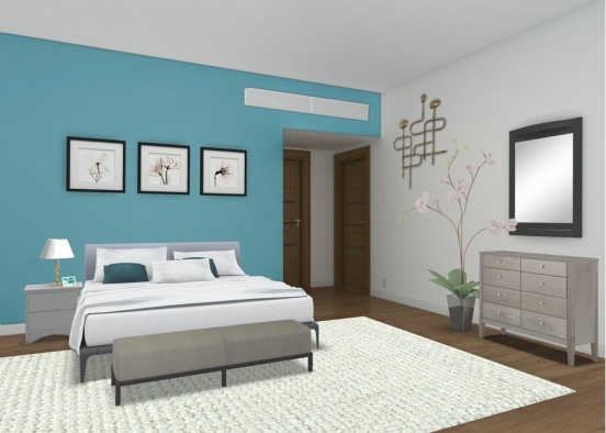 teal bedroom Design Rendering