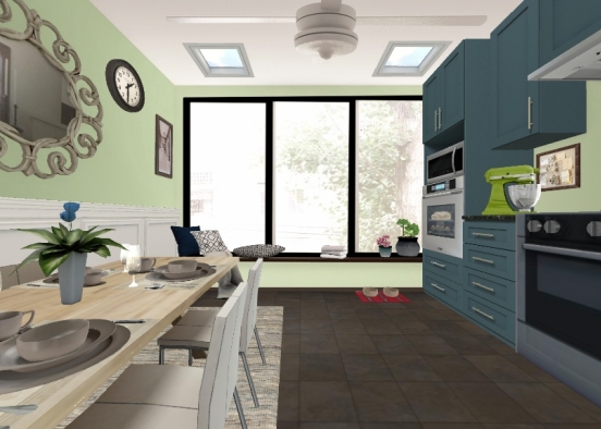 Kitchen green/blue  Design Rendering