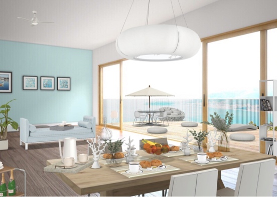 Coastal Living Room Design Rendering