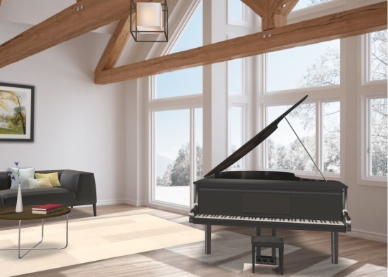 Relaxing Piano Room Design Rendering