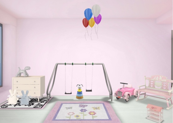 Sweet little girl's playroom Design Rendering