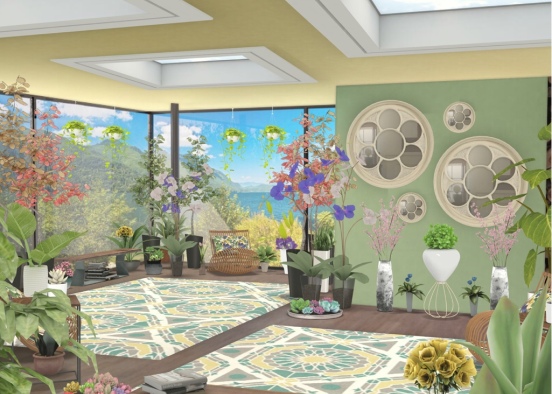 Jungle Style Reading Room Design Rendering