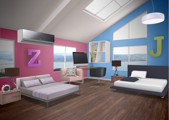 Dormitorio de Zoe y Jack  Design Rendering
