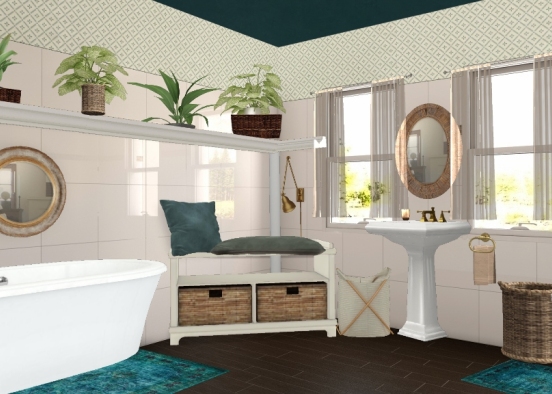 Vintage Organic bathroom Design Rendering