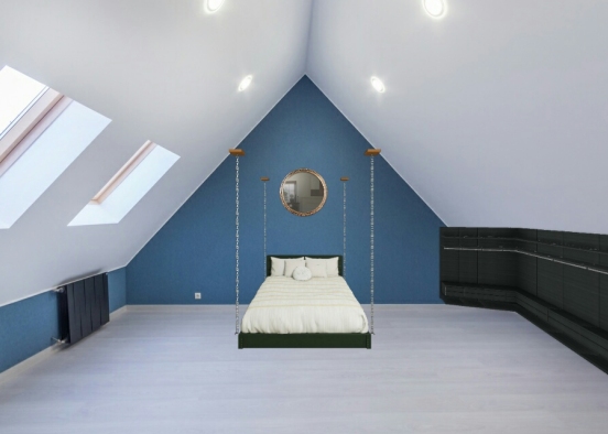 Chambre avec lit suspendu Design Rendering