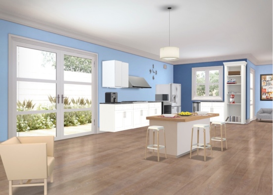 Cocina con isla azul 🍭 Design Rendering