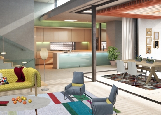 Colorful living area Design Rendering
