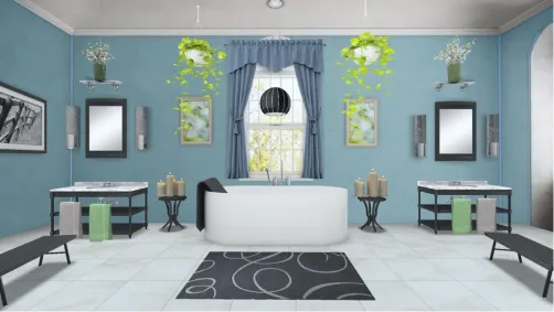 ocean colored bathroom