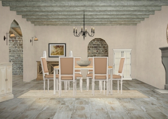 Sala de jantar Provençal Design Rendering