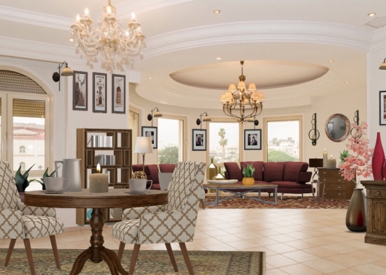 Vintage living room Design Rendering