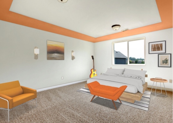 Orange Themed Bedroom Design Rendering