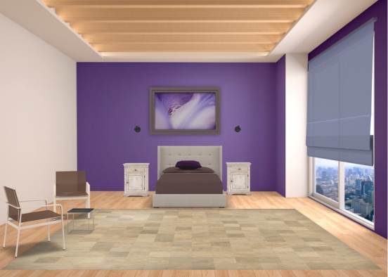 purple bedroom Design Rendering
