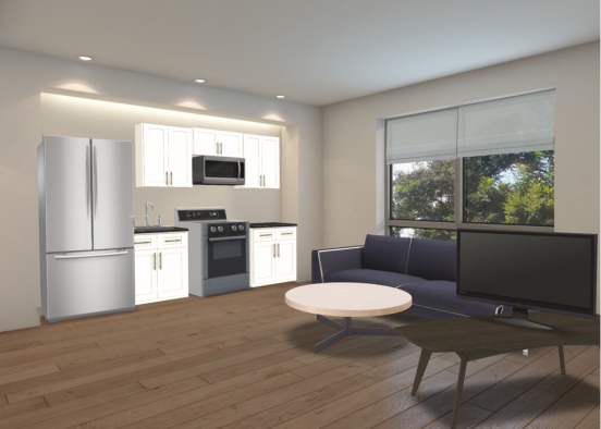 Kitchen And Living Design Rendering