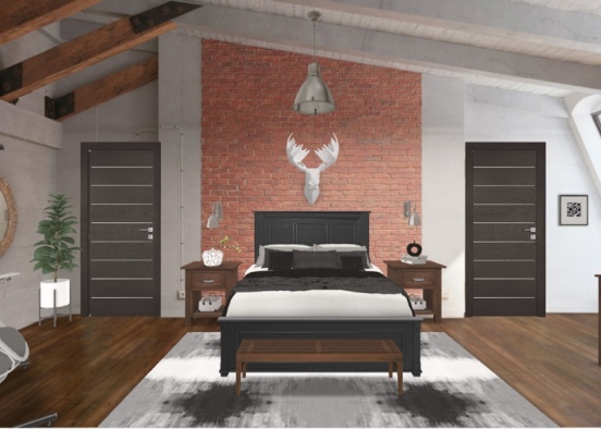 Industrial bedroom  Design Rendering