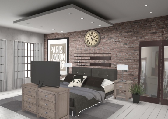 Modern rustic bedroom  Design Rendering