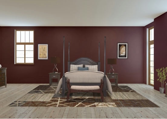 Rustic Dark Bedroom Design Rendering