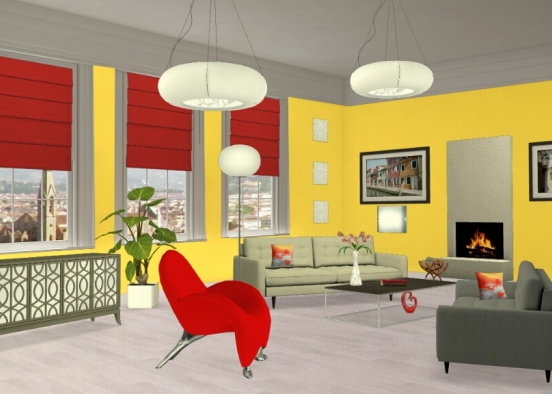 Living room yel@red Design Rendering