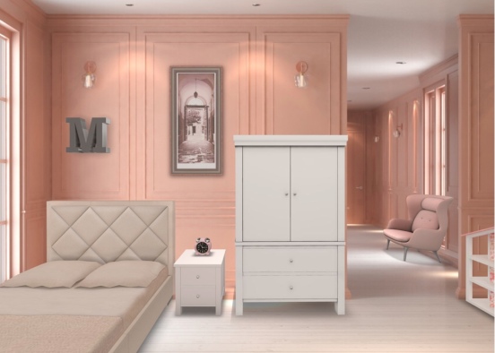 light pink bedroom Design Rendering