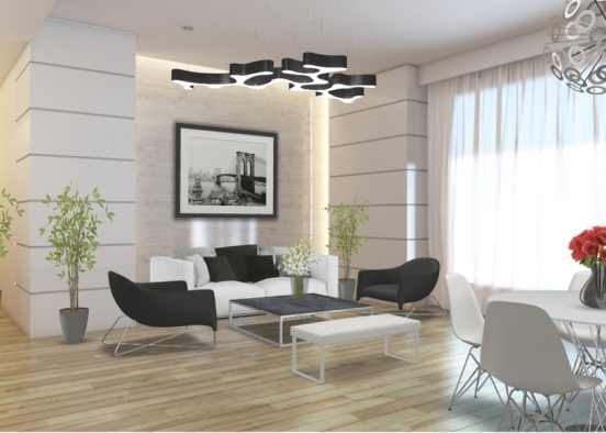 B and w room Design Rendering