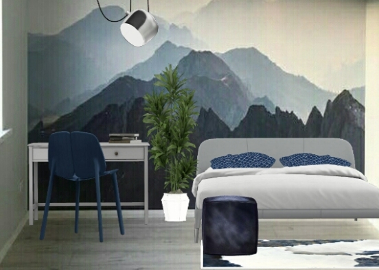 Mountain wallpaper bedroom  Design Rendering