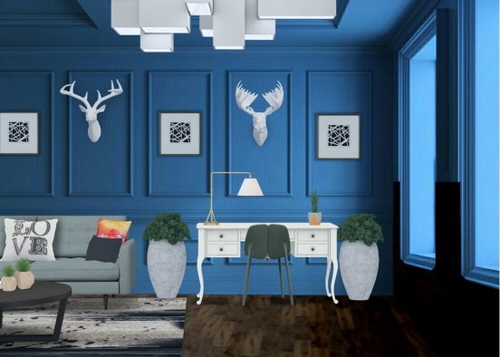 living room + office  Design Rendering