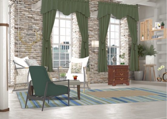 Cozy Sun room: Green white theme 😘🌅🌊 Design Rendering