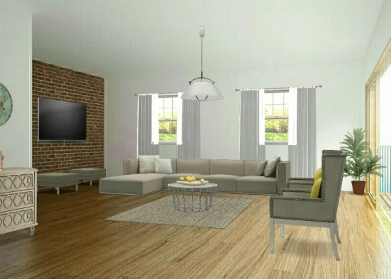 Sleek living room  Design Rendering