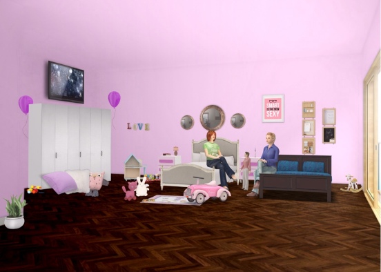 Sisters pink room Design Rendering