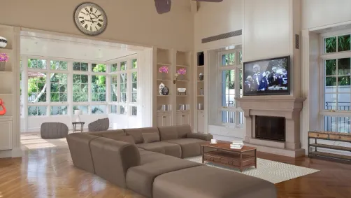 Traditional living room with rustic accents