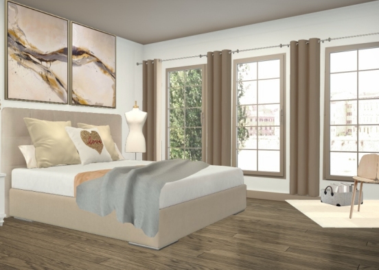Gold-Rose Inspired Bedroom Design Rendering
