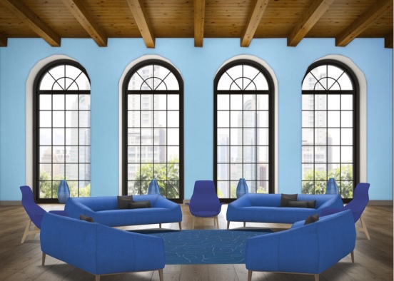 Solid Color Rooms — Room Two — Blue Living Room Design Rendering