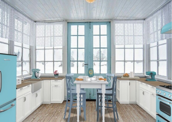frosty blue kitchen  Design Rendering