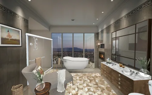 Brown bathroom 