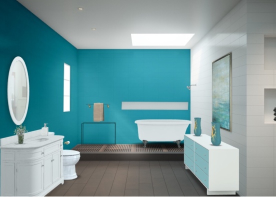 Turquoise Bathroom Design Rendering