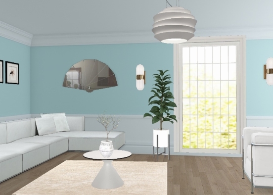 All White living room Design Rendering