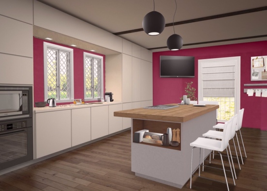Kitchen pink Design Rendering