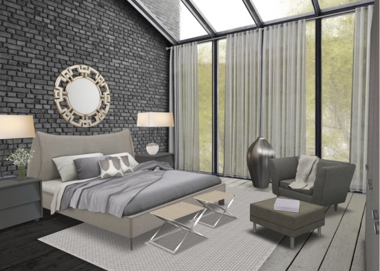 All gray - bedroom  Design Rendering