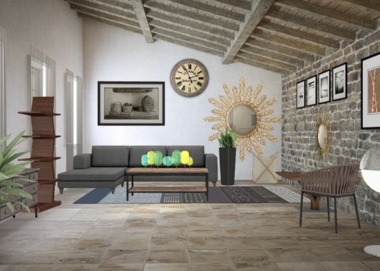 Grey lounge Design Rendering