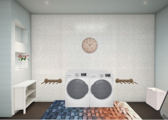 Cute, Bright Laundry Room Design Rendering