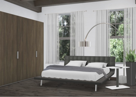 simple dark bedroom  Design Rendering