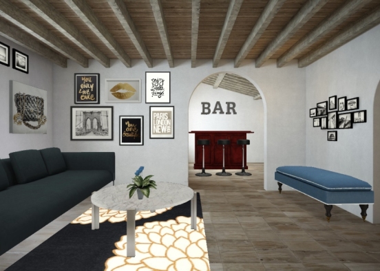 Living room. Bar  Design Rendering